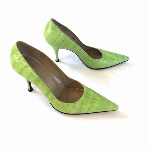 green crocodile heels